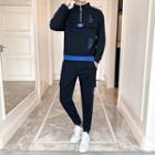 Set: Lettering Half Zip Pullover + Sweatpants