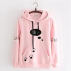 Cat Embroidered Pocket-detail Fleece-lined Hoodie