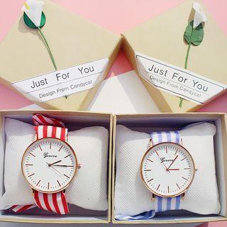 Retro Striped Fabric Strap Watch