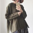 Cable-knit Side-slit Sweater
