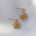 925 Sterling Silver Flower Dangle Earring 1 Pair - Snowflake - Gold - One Size