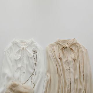 Plain Bow Oversize Shirt