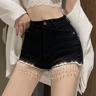 Embellished Rhinestone Fringe Shorts