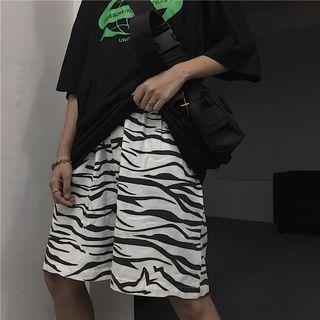 Zebra Print Wide-leg Shorts