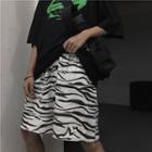 Zebra Print Wide-leg Shorts