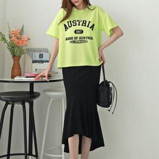 Set: Letter T-shirt + Midi Mermaid Skirt