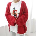 Dolman-sleeve Rib-knit Cardigan