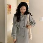 Fitted Slit-back Long Hoodie Dress