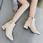 Square-toe Block Heel Letter-accent Ankle Boots