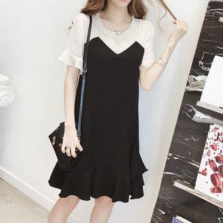 Mock Two-piece Ruffle Trim Dress