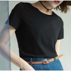 Short-sleeve Plain T-shirt Black - S