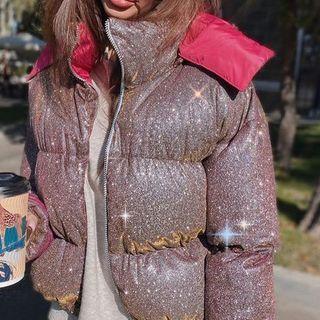 Glitter Zip Padded Coat