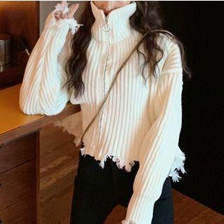 Turtleneck Zip Knit Jacket