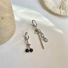 Cherry Asymmetrical Alloy Fringed Earring 1 Pair - Silver - One Size