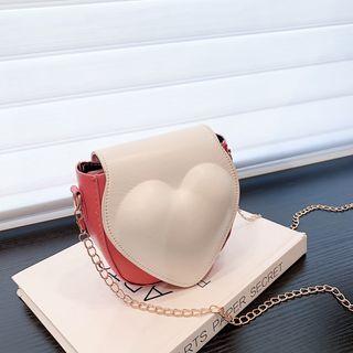 Chain Heart Two-tone Crossbody Bag