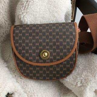 Faux Leather Snap Button Saddle Bag Brown - One Size