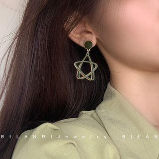 Glaze Disc Star Alloy Dangle Earring 1 Pair - Gold - One Size