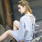 3/4-sleeve Tie-back Shirtdress