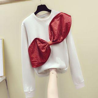 Bow-applique Round-neck Sweatshirt