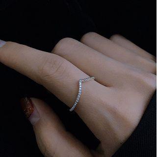 V-shaped Ring Silver - Size18 - Inner Diameter1.85cm