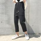 High-waist Neoprene Slim-fit Crop Pants
