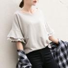 Plain Bell Elbow-sleeve T-shirt