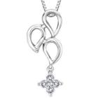 18k White Gold Teardrop Cross Diamond Accent Necklace (1/10 Cttw) (free 925 Silver Box Chain, 16)