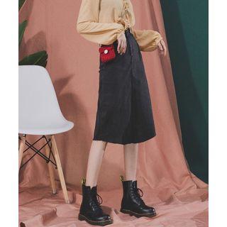 Adjustable-waist Denim A-line Skirt