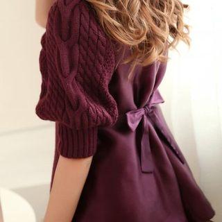 Mock Two-piece Collared Knit Dress