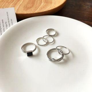 Set Of 6: Resin / Alloy Ring (various Designs)