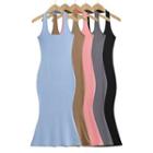 Halter Plain Midi Mermaid Dress