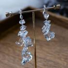 Wedding Faux Crystal Dangle Earring 1 Pair - Clip On Earrings - Silver - One Size