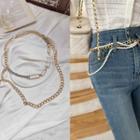Faux-pearl Chain Belt Gold - One Size
