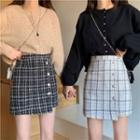 Tweed Button-up Mini Skirt