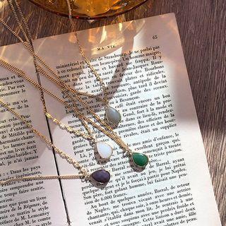 Faux-gem Pendant Chain Necklace