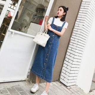 Buttpm Front Denim Jumper Dress