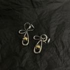 Knot Alloy Dangle Earring 1 Pair - Gold & Silver - One Size