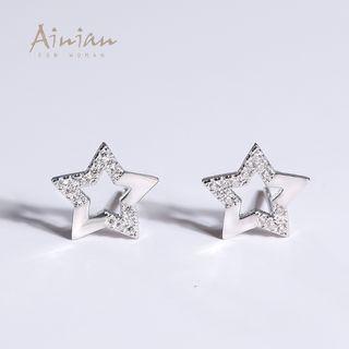 925 Sterling Silver Rhinestone Star Earrings