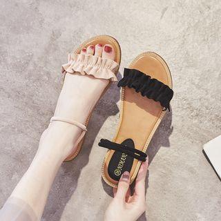 Ruffle Accent Flat Sandals