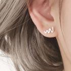 Non-matching Stud Earring 1 Pair - Silver - One Size