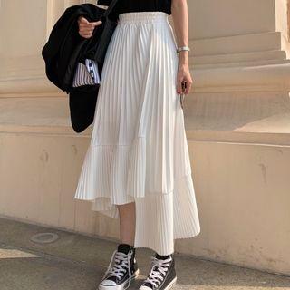 Asymmetric Pleasted A-line Skirt