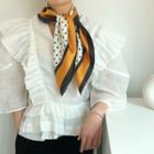 Polka Dot Contrast Trim Silk Scarf Yellow - One Size