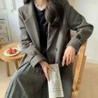 Plus Size Flap-pocket Double-breasted Long Coat