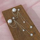 Faux Pearl Chained Fringed Earring 1 Pair - As Shown In Figure - One Size