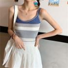 Color Panel Rib Knit Camisole Top
