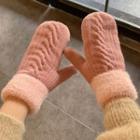 Fleece-lined Knit Mittens