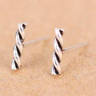 925 Sterling Silver Twisted Bar Earring As Shown In Figure - One Size