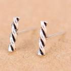 925 Sterling Silver Twisted Bar Earring As Shown In Figure - One Size