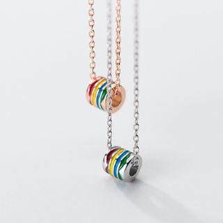 925 Sterling Silver Rainbow Pendant Necklace