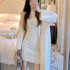 Set: Long Cardigan + Spaghetti Strap Dress